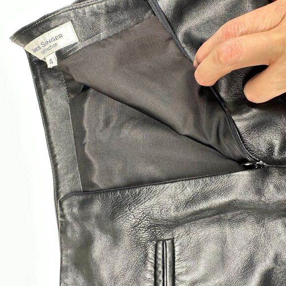 Iris Singer Black Leather Pencil Skirt Womens Size 4 - Picture 8 of 9
